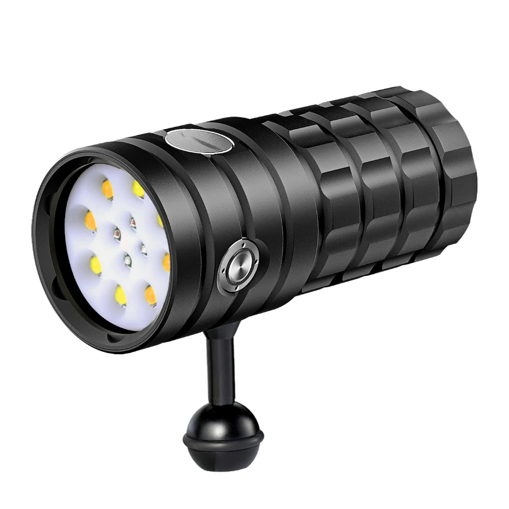 25000Lm Scuba Diving Photography Flashlight IPX8 Waterproof Underwater 100m Submersible Light