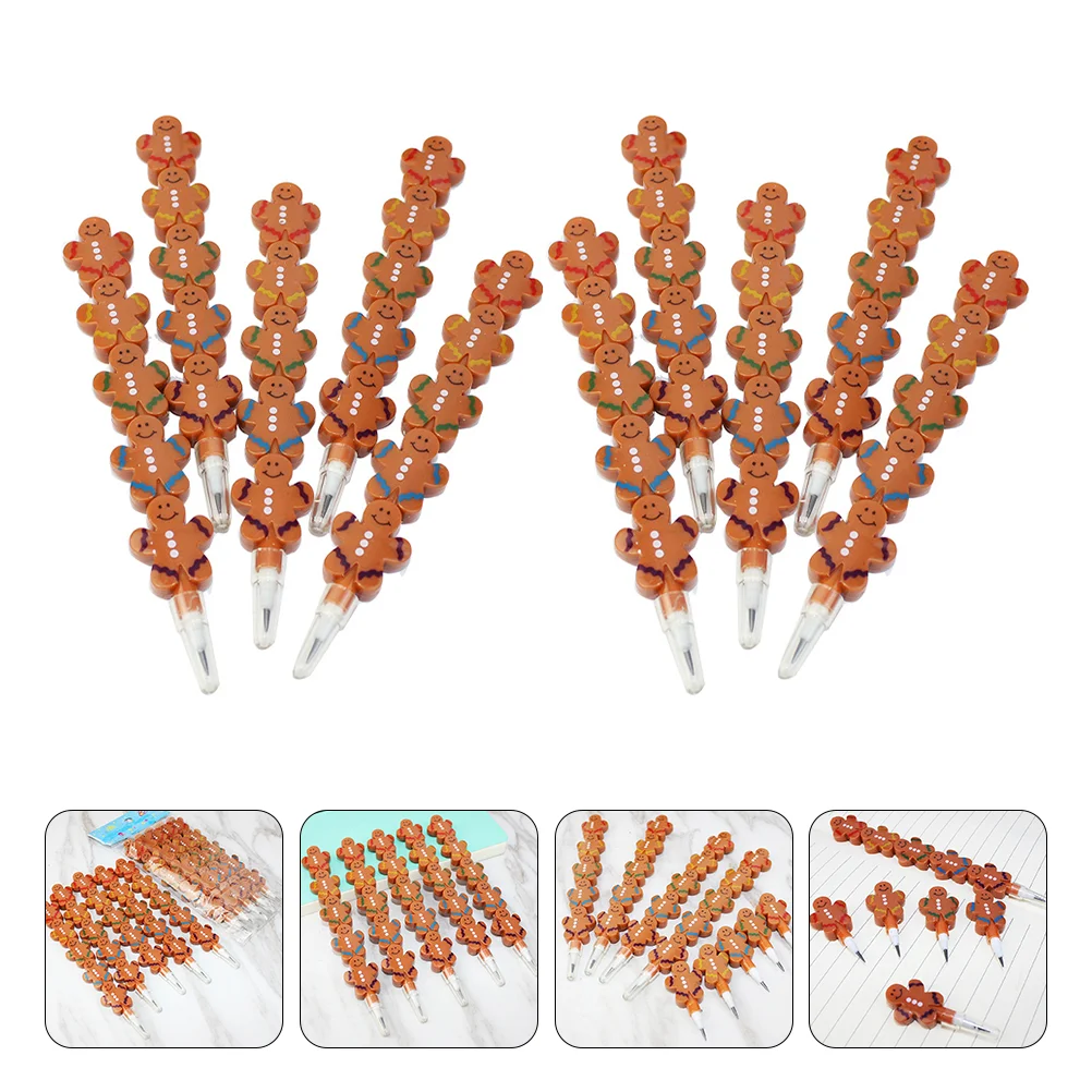 

10 Pcs Stackable Gingerbread Pencils Christmas Day Gingerbread Man Christmas Gift Stacking Point Pencils Blocks Automatic