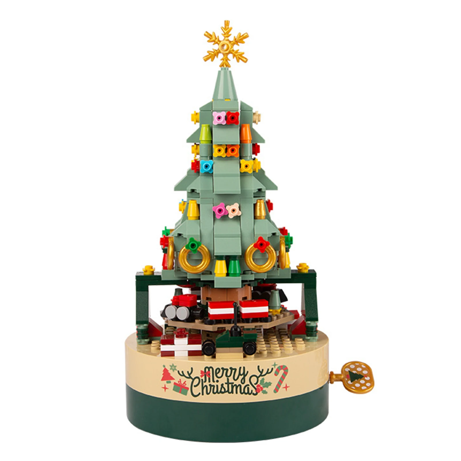 

Рождественская елка, строительные блоки, музыкальная шкатулка, домашнее настольное украшение, новогодний подарок для детей, игрушка, кирпич, Рождественское украшение