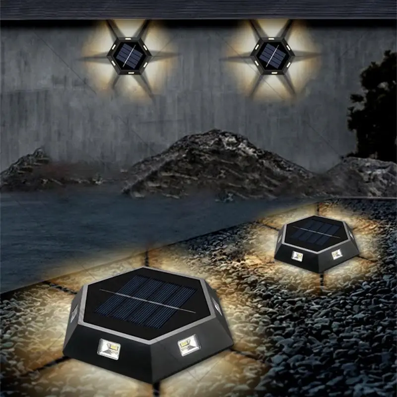 

2Pcs Solar Ground Light Hexagonal Waterproof LED Lawn Light Rainproof Wear-Resistant Garden Terrace Lawn Courtyard Home Tools