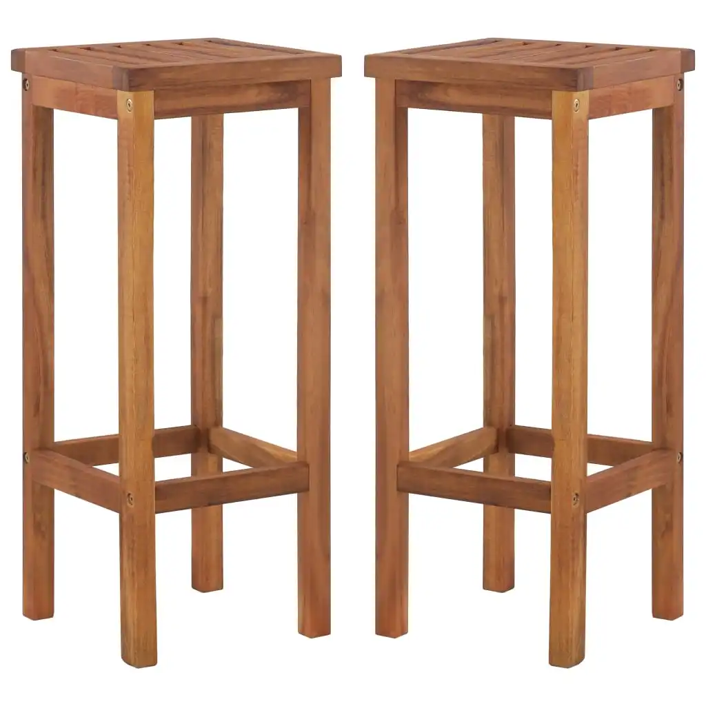 

Bar Stool Chair Counter Stools Set of 2 Kitchen Home Decor 2 pcs Solid Acacia Wood