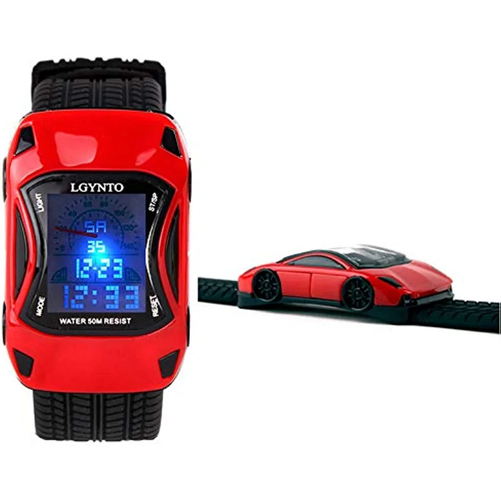 Enlarge Kids Watches Boys Waterproof Sports Digital LED Wristwatches 7 Colors Flashing Car Shape Wrist Watches for Children for Age 3-10