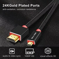 micro hdmi compatible cable adapter 4k 60hz 1080p ethernet audio braid cable for hdtv ps3 xbox pc 1m 2m 3m