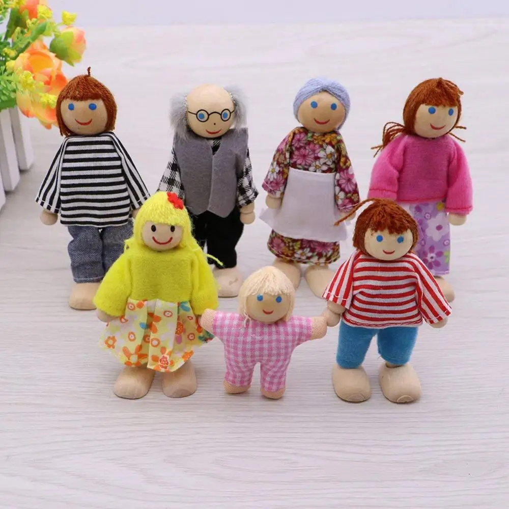 Детская деревянная кукла игрушки веселая семья наряд гибкие шарниры детская