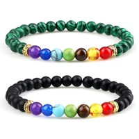 7 chakra reiki beads bracelet 6mm natural tiger eye stone lava malachite beads energy braceletbangle for women men yoga jewelry