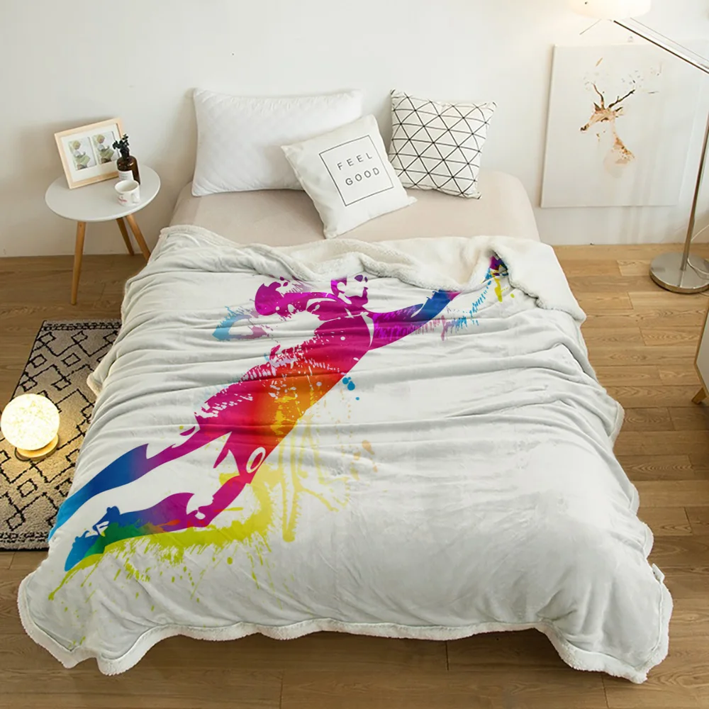 

Football Sport People Sports Plush Throw Blanket Sherpa Fleece Bedspread Blankets Sofa Cover Bedding Picnic Wool Soft Blanket