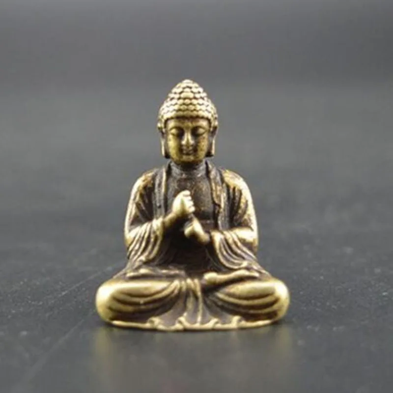 

1 Pc Chinese Buddhism Pure Copper Brass Bronze Sakyamuni Buddha Small Statue
