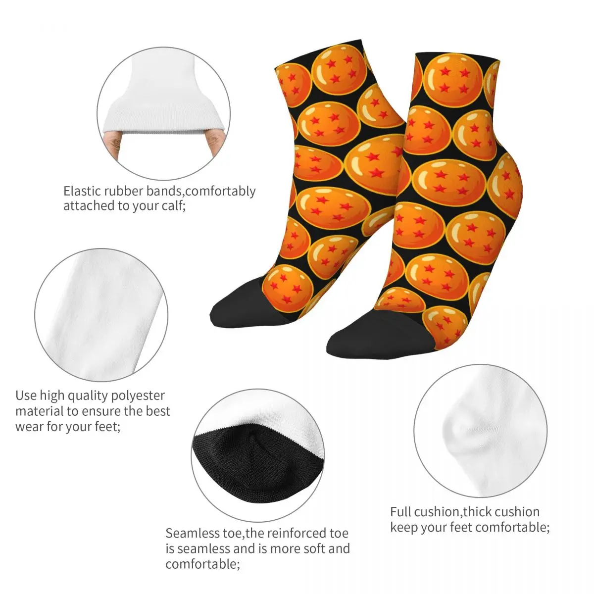 DBZ - Four Star Dragonball Socks Harajuku Sweat Absorbing Stockings All Season Accessories for Unisex Christmas Gifts