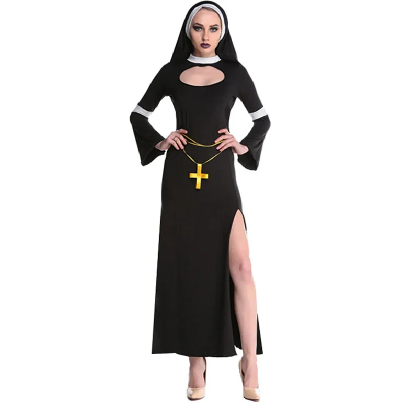 

Nun Costume Cosplay Halloween Costume Sexy Dress Priest Nun Long Robes Church Religious Convent Vintage Medieval