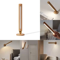 magnetic connection wooden rotatable 360 degrees night light for home bedroom hallway eye protection led charging reading lamp