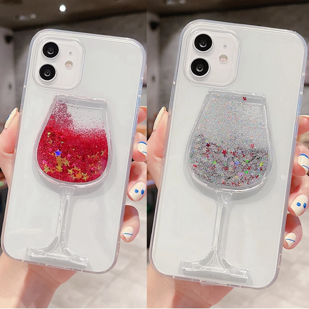 

Glitter Case for Funda Samsung Galaxy A10S A20S A20E A10E A50 A70 A30 Cases Wine Glass Dynamic Liquid Quicksand Phone Cover Capa