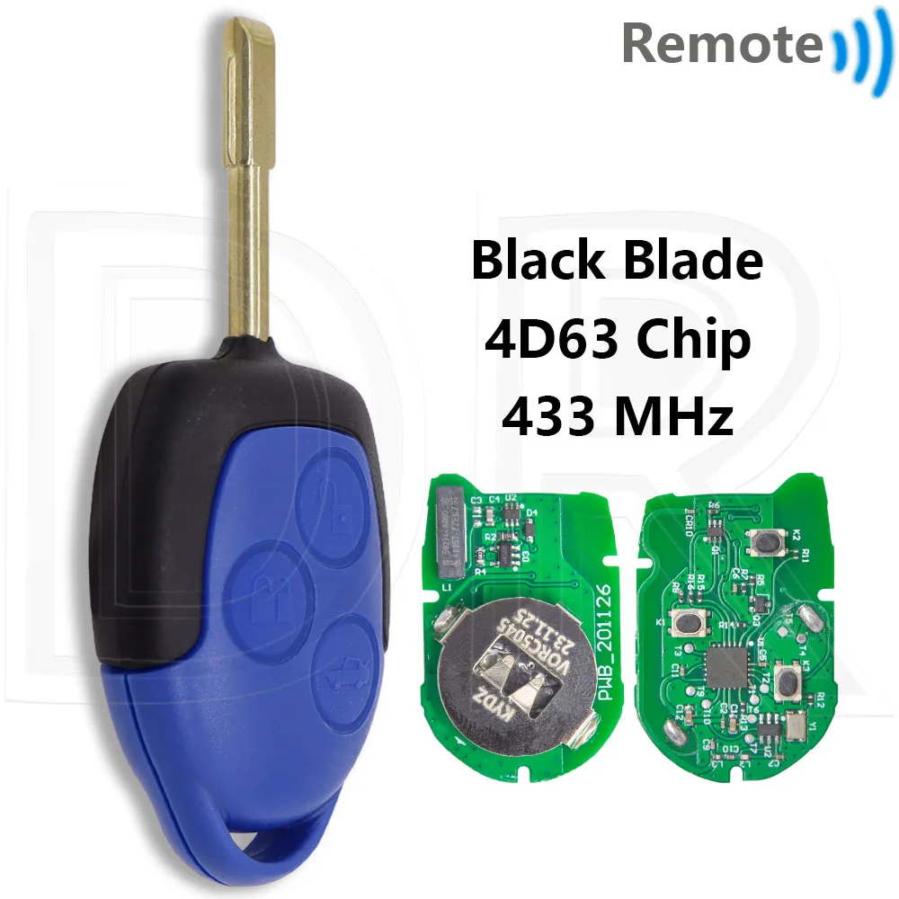 

Отличный 6C1T-15K601-AG 4D63 чип 433 МГц KYDZ печатная плата FO21 синий/черный лезвие автомобильный дистанционный ключ для Ford Transit WM VM 2006-2014