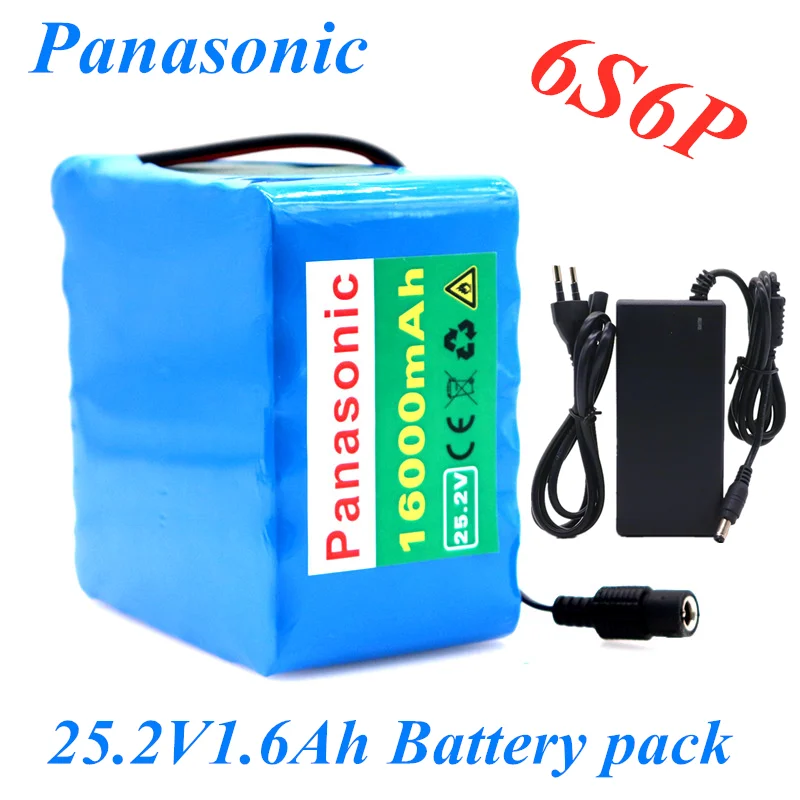 

Литиевый аккумулятор Panasonic 6S6P 24 в 16 Ач 20 А BMS 500 Вт 25,2 в, аккумулятор для электрического мотора, велосипеда, скутера, инвалидной коляски