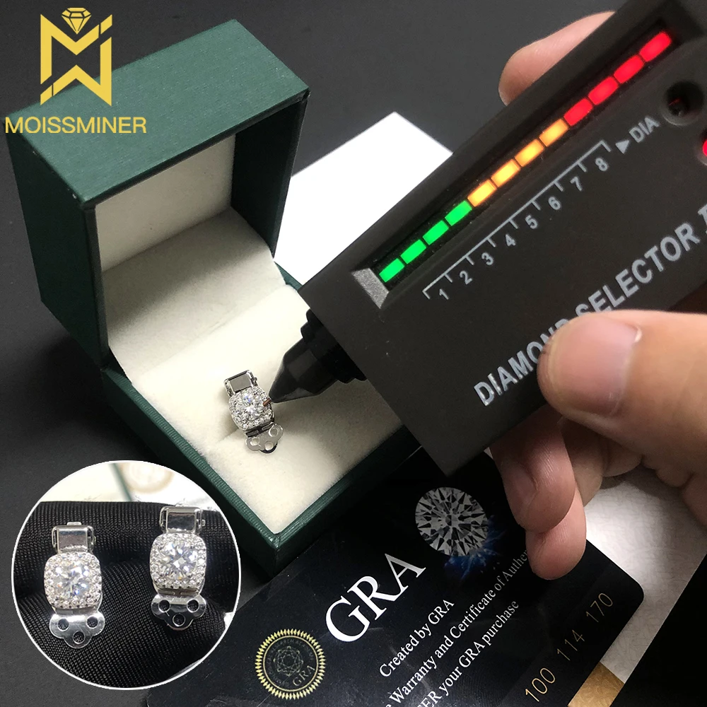 New Moissanite Clip Earrings S925 Silver Real Diamond Ear Studs For Women Men Jewelry Pass Tester Come With GRA