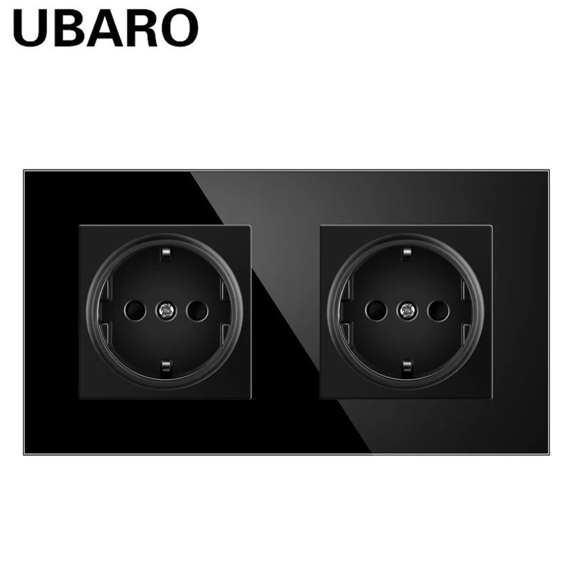 

UBARO EU 82*82 мм, черная стеклянная панель, настенная розетка, адаптер, электрические розетки для круглой коробки, встроенная розетка, вилка питания 250 В, 16 А