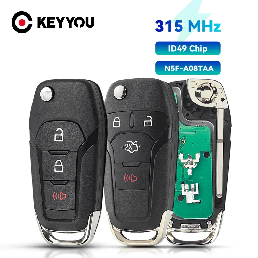 Фото KEYYOU 1 шт. новый N5F-A08TAA дистанционный ключ от машины для Ford Fusion 2013-2016 брелок без ключа HU101 315 МГц ID49-7945P чип №1