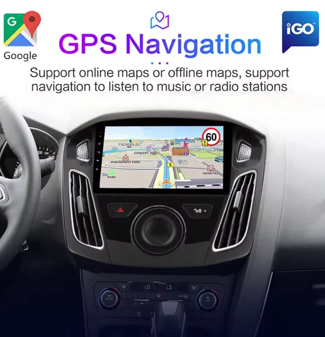 Фото 9-дюймовый для Ford Focus 2012-2018 Android 13.0 6 ГБ + 128 ГБ Автомобильный GPS-навигатор Мультимедийный плеер Радиомагнитофонный рекордер Головное устройство Carplay №4