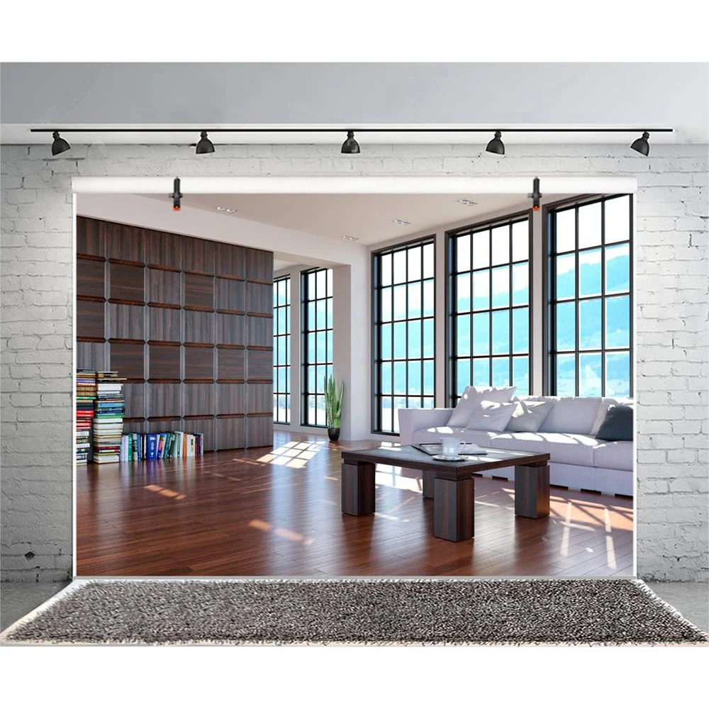 

Фон для фотосъемки 8x6 футов-книжная полка обучение французское окно диван Академия образование знания винтажный деревянный пол в помещении