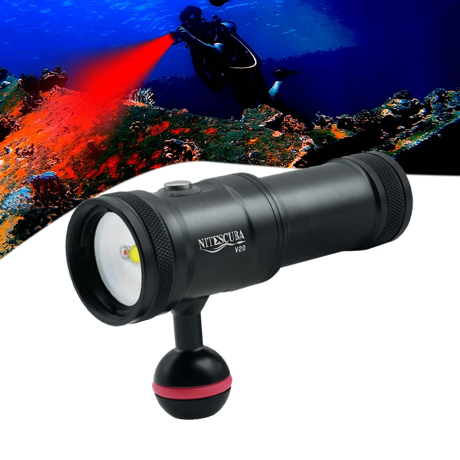Фото Светодиодная лампа для дайвинга nitedive V20, яркий свет 2000 люмен, астигматизм, фокус с красной лампой, подводная фотография Tg6 Gopro №2