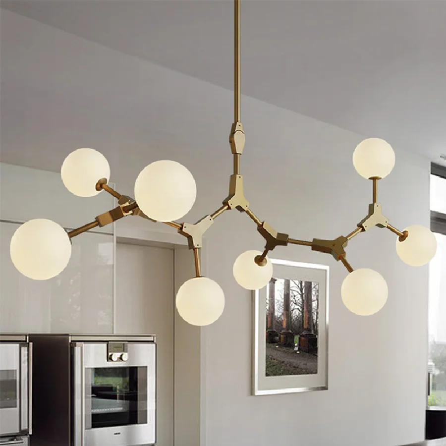 

Modern Golden chandelier Nordic lamp molecular Living Room Decor Dining Lights Kitchen Island Luminaires hotel chandelier