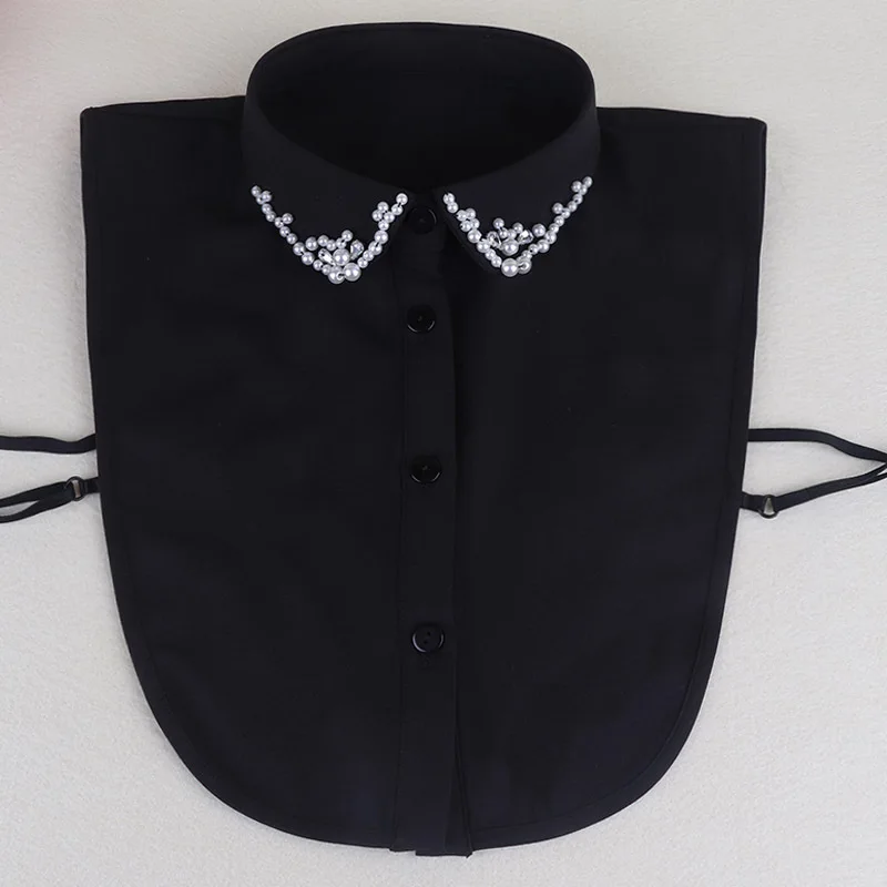 

Sitonjwly Chiffon Shirt Fake Collar Women False Collar Black Shirt Removable Detachable Collars Lapel Blouse Top Decoration