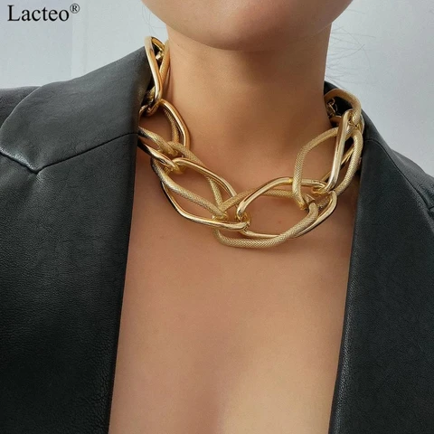 Модное многослойное толстое ожерелье-чокер lactec золотого цвета для женщин и мужчин, массивное ожерелье-цепочка в стиле панк CCB, Ювелирное Украшение, ошейник