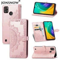 for tecno pova 2 phone wallet cases stand holder protective cover luxury print mandala pu leather flip pouch with card slot