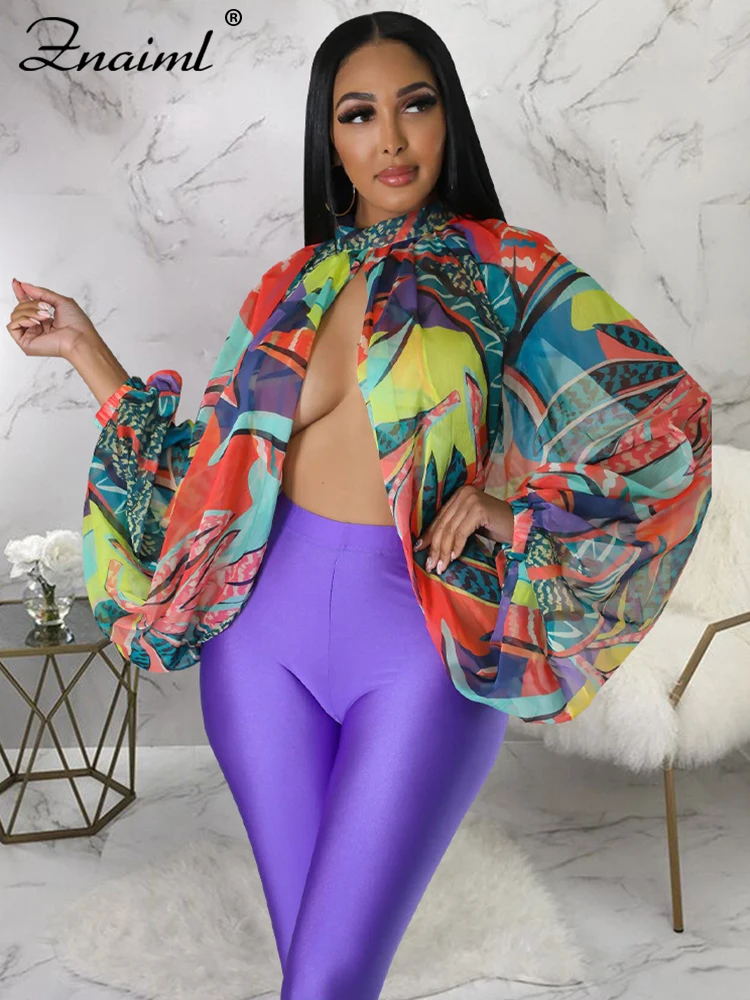 

Chiffon Split Shirts and Blouses Women Crop Top Summer Outfits Party Night Blusas Para Mujer Znaiml 2023 Printing Batwing Sleeve