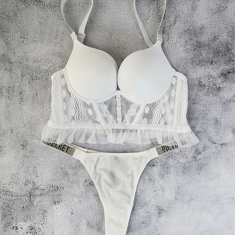 Sexy Lingerie Underwear Suits For Women 2Pcs/Set Lace Underwear Thongs luxury rhinestones Bikini suit 2022 New