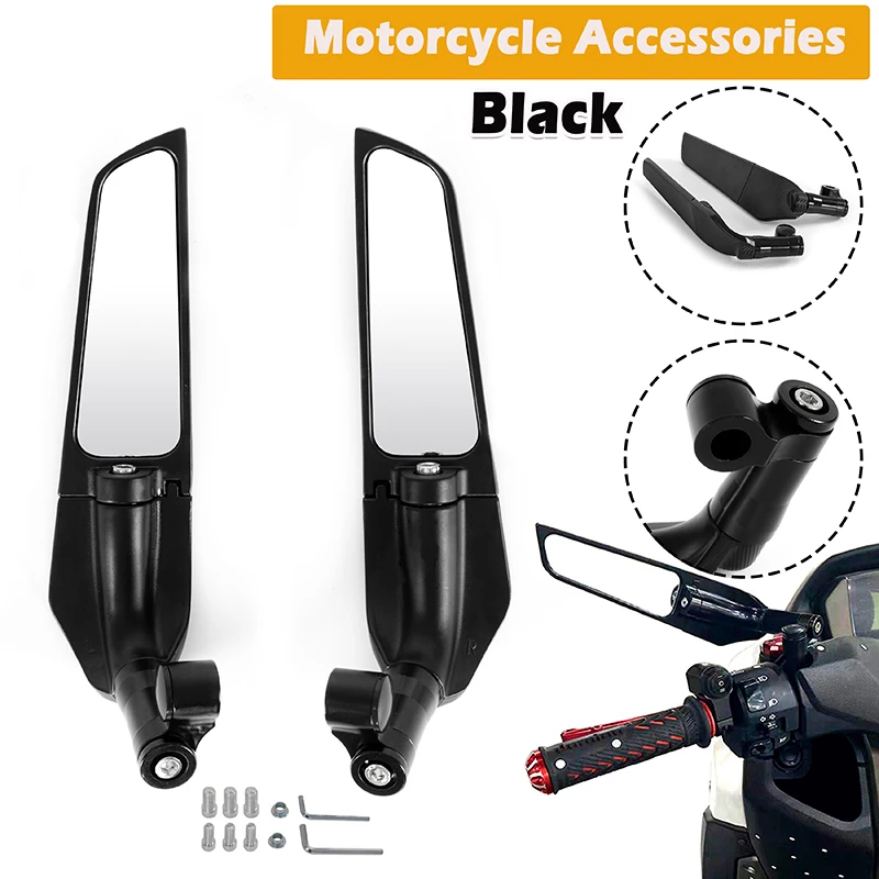 

Rhyming Universal Motorcycle Modified Wind Wing Adjustable Street Bike Rotating Rearview Side Mirror For Streetcar Exclusive