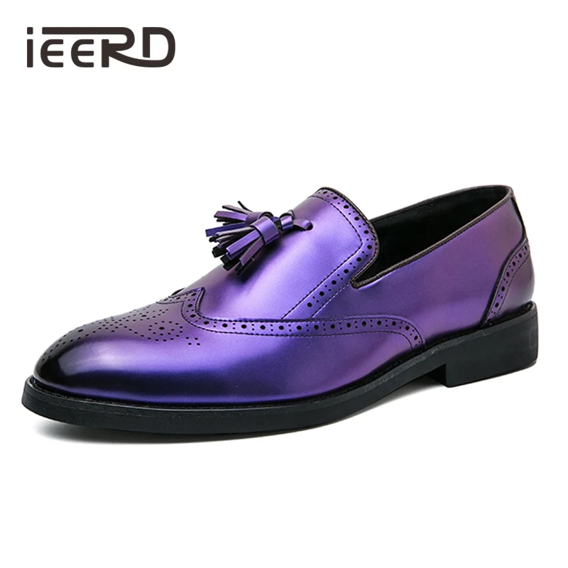 

Dazzle Brogue Dress Shoes For Men Formal Sapato Social Masculino Elegant Oxfords Loafers Man Mirror Patent Leather Shoe