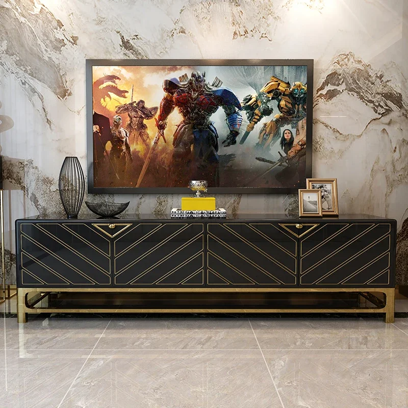 Простой постмодернистский шкаф для телевизора из нержавеющей стали краска