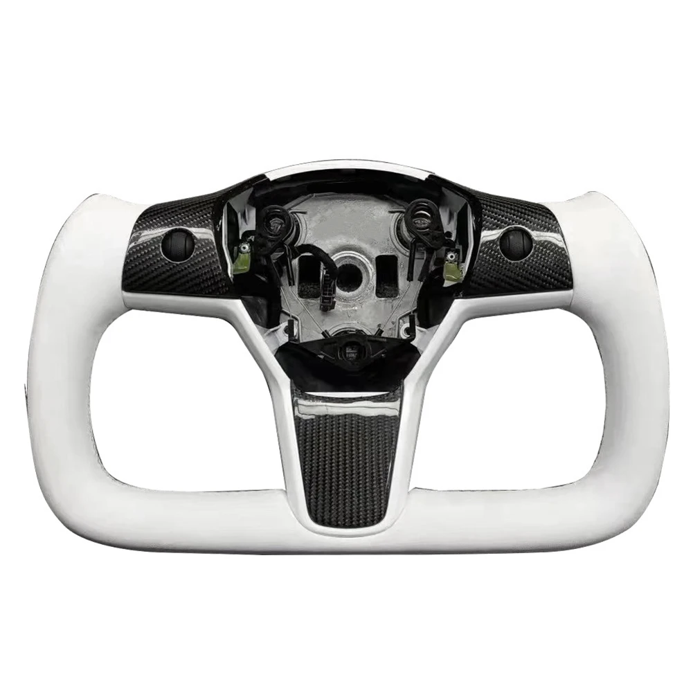 

Yoke Carbon Fiber Steering Wheel for Tesla Model 3 Model Y 2017 2018 2019 2020 2021 2022 2023 Without Buttons(With)