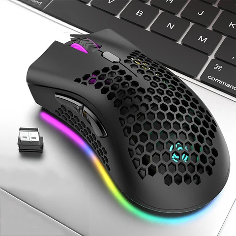 2,4G Беспроводная зарядная мышь BM600 RGB Светящаяся сверхлегкая сотовая мышь Игровые мыши для компьютеров Ноутбук Мыши Mause Game