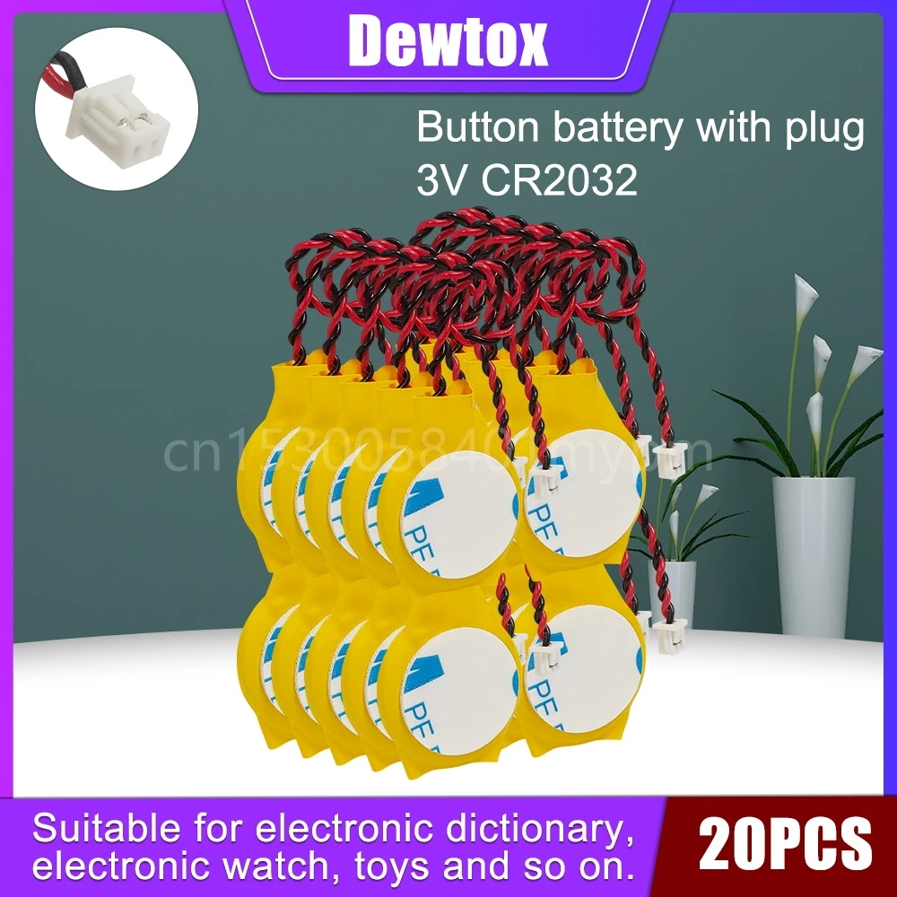 

20PCS Dewtox CR2032 3V Motherboard CMOS Strip Line Lithium Battery for Notebook Desktop Motherboard Computer Lithium Battery