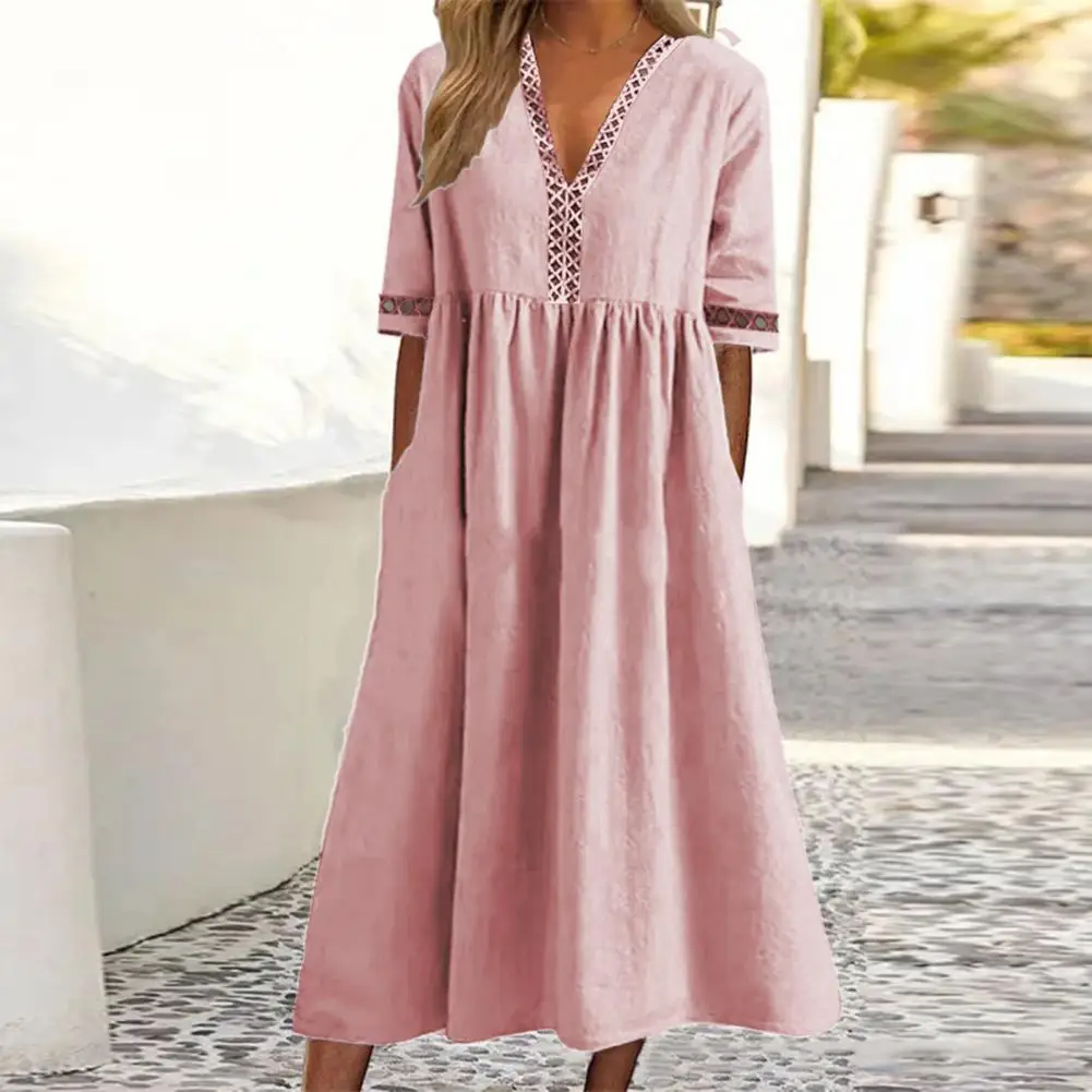 

Summer Dress Casual Women Dress Soft Dress-up Stylish Tight Waist Summer Dress
