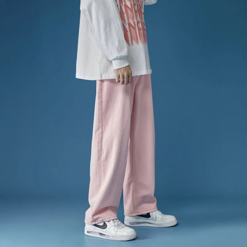 Summer 5 Colors Jeans Men Fashion Casual Straight Jeans Men Streetwear Loose Hip Hop Wide Legs Denim Pants Men Plus Size M-5XL