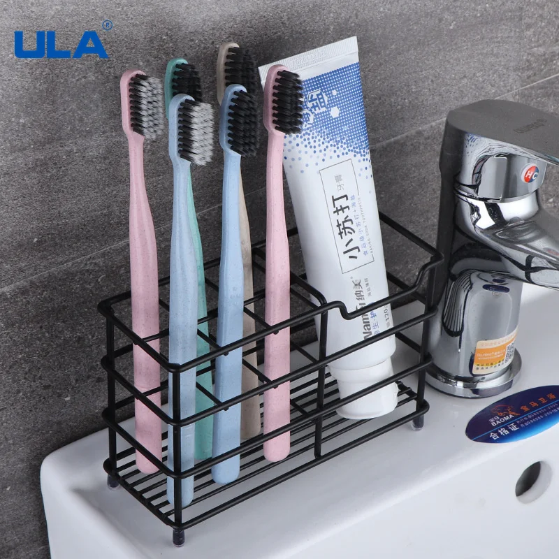 

ULA Stainless Steel Toothbrush Toothpaste Holders Waterproof Bathroom Accessories Shelf Rack Tootbrush Storage Spice Rack