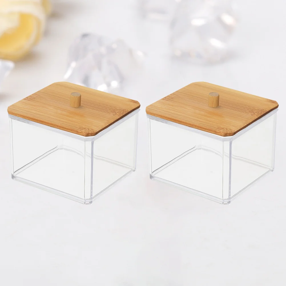 

2 PCS Bin Organizer Acrylic Swab Holder Cosmetiquera Acrylic Storage Jar Desktop Stand Jewelry Storage Case Cotton Ball