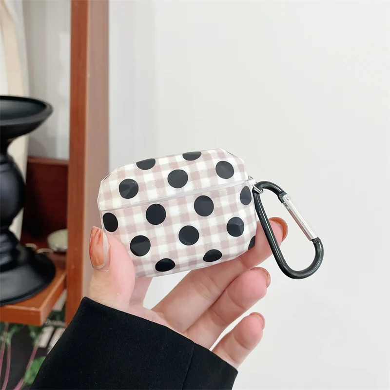 

Роскошный чехол в Корейском стиле для наушников Airpods 1 2 Pro с рисунком в горошек и бриллиантами с брелоком защитный чехол для Airpods 3rd