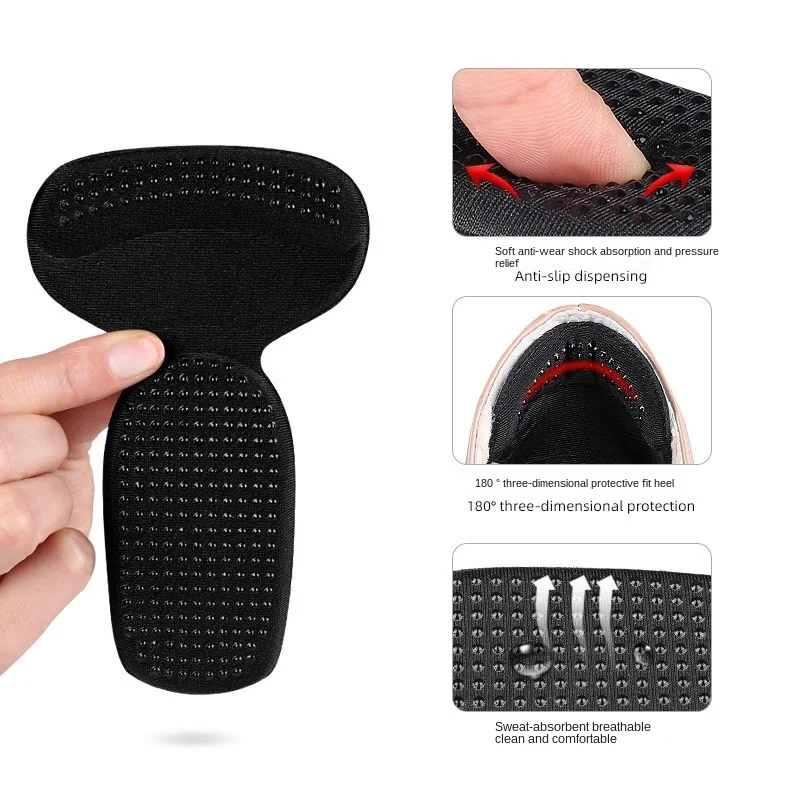 1pair T-shape Shoe Heel Pad Grips Shoe Insert Insoles Foot Heel Protector Cushion Pads for Women Heel Grips Liner Arch Support