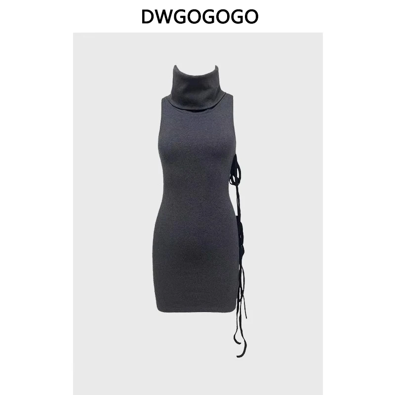

2023 New Sleeveless Loose Slim Knitted Short Skirt Elegant Fashion Dress American Retro Style