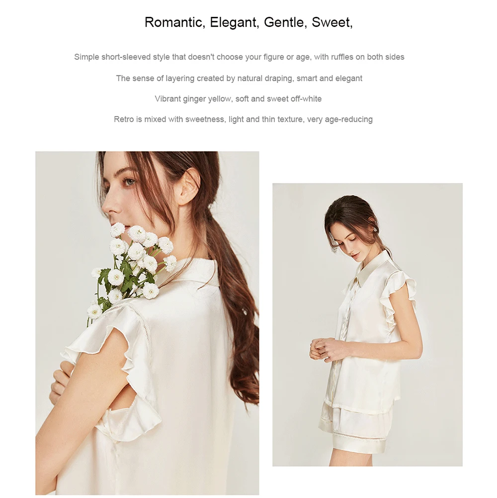 LiliRoms Noble White 22 Momme 100% Silk Pajamas Set Sleepwear Luxury Natural Silky Shorts Sleep Women's Clothing Free Shipping