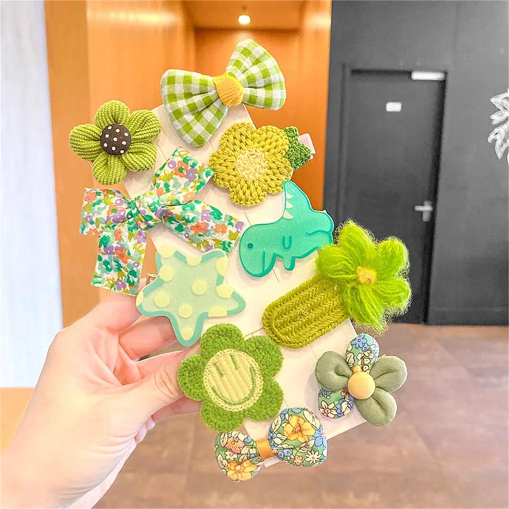 

Menoea 10PCS/Set Girls Cute Colorful Cartoon Flower Bow Hairpins Kids Hair Ornament Headband Hair Clips Fashion Hair Accessories