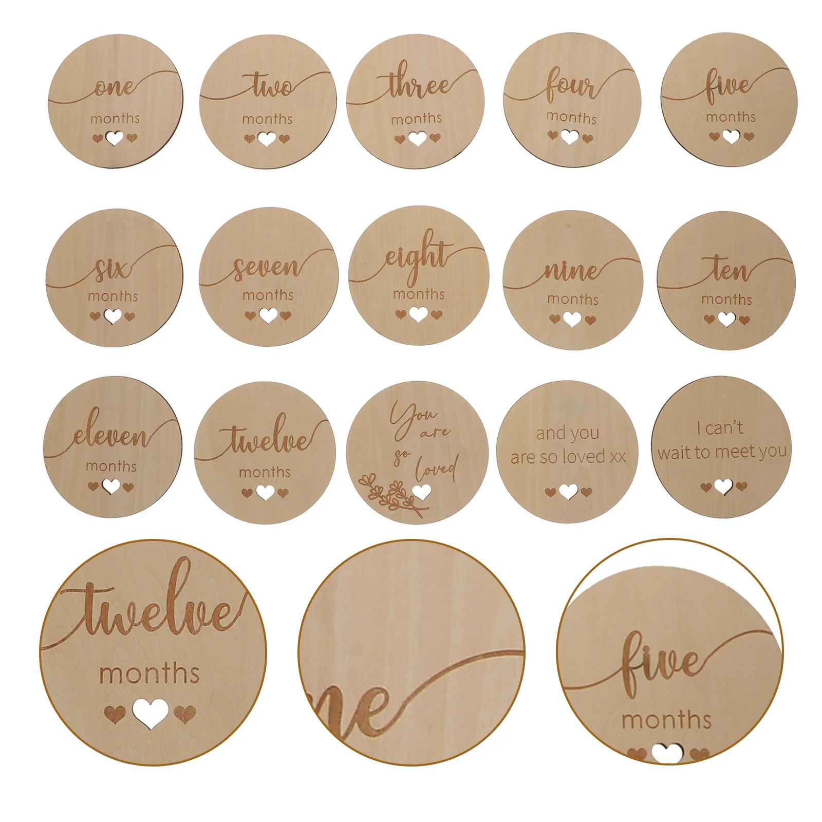 

1 Set Baby Monthly Cards Baby Announcement Cards Monthly Wooden Milestone Cards
