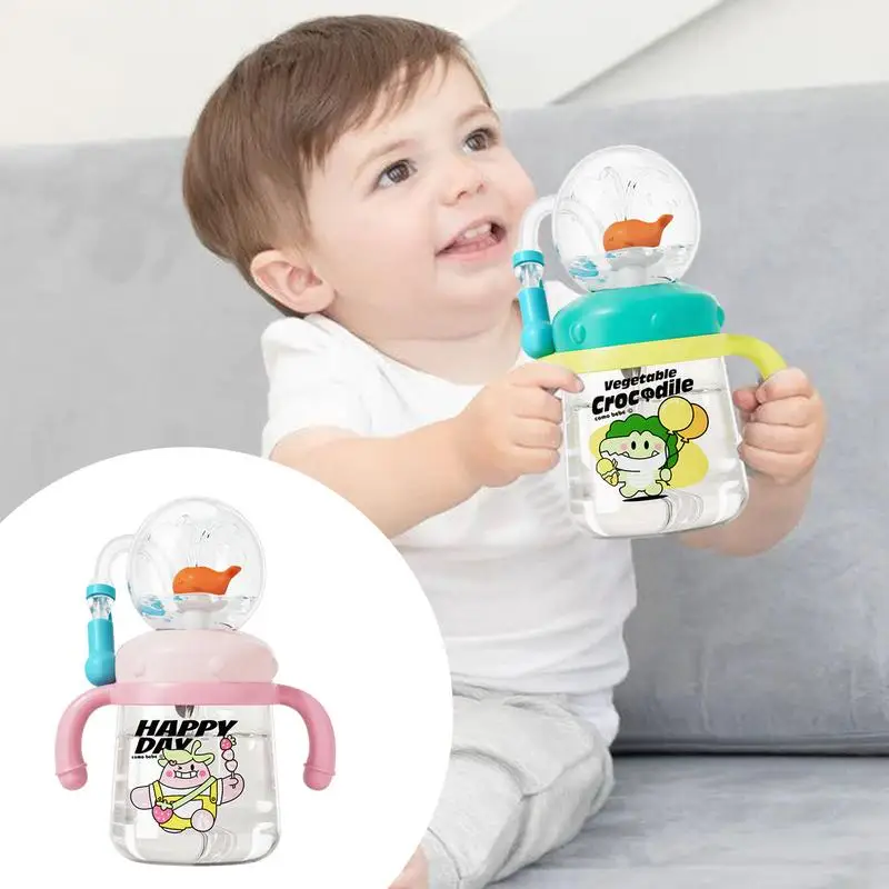 Детская соломенная чашка бутылка для воды с распылителем кита