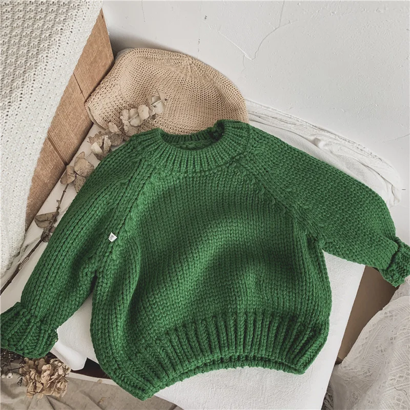 Детский трикотажный кардиган с длинным рукавом и круглым вырезом