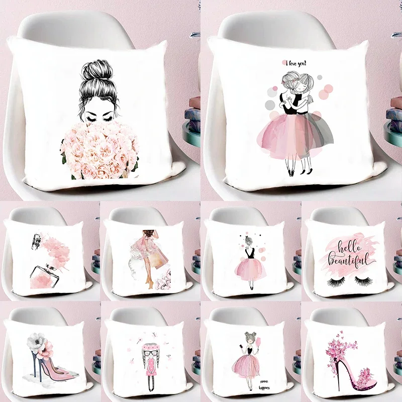 Розовый Чехол Для Подушки Для Девочек С Узором Из Искусственной Кожи ...