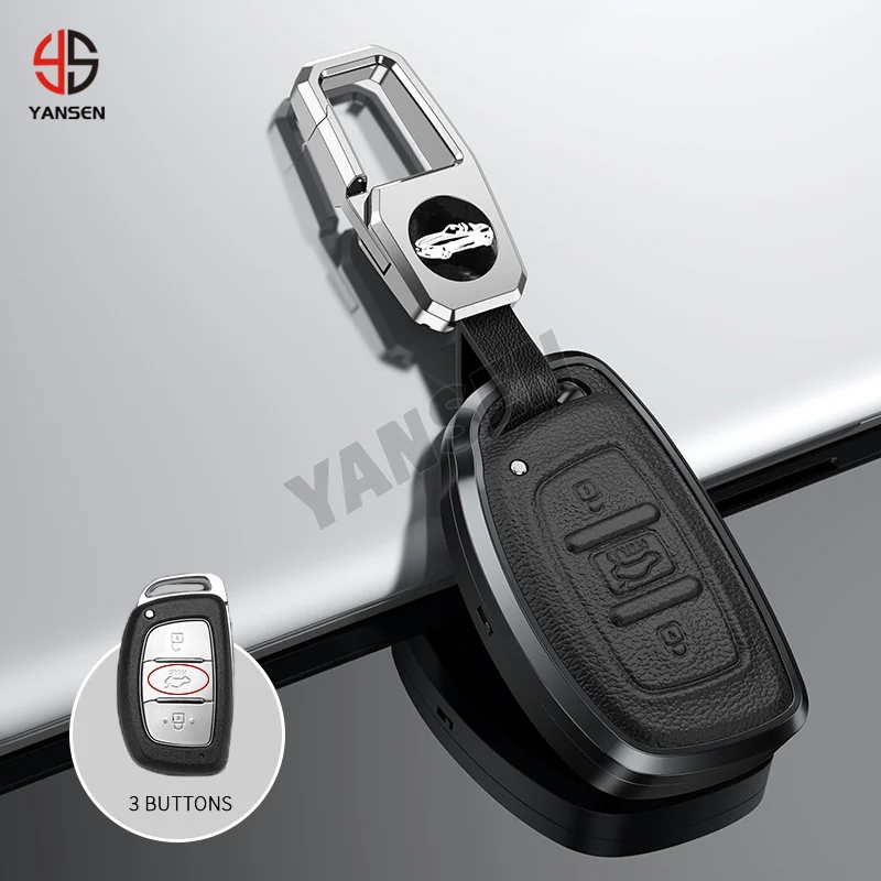 

Для Hyundai Tucson Sonata Santa Fe Elantra Accent Solaris Verna ix25 ix35 i20 i30, алюминиевый кожаный брелок, аксессуары для Hyundai