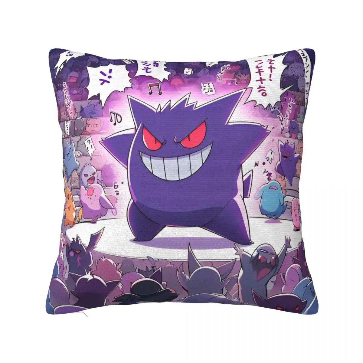 Decorative Pillowcase Japanese Anime Pokemon Gengar Cartoon Accessories Car Pillow Case Cover Zippered Multi-Size